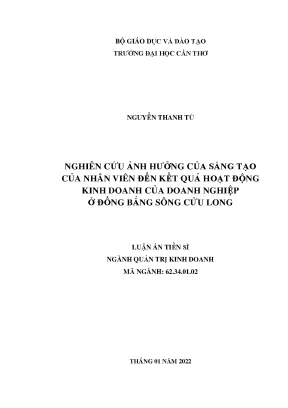Nghiên cứu ảnh hưởng của sáng tạo của nhân viên đến kết quả hoạt động kinh doanh của doanh nghiệp ở đồng bằng sông cửu long