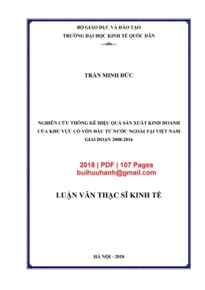 Luận văn thạc sĩ kinh tế nghiên cứu thống kê hiệu quả sản xuất kinh doanh của khu vực có vốn đầu tư nước ngoài tại việt nam gaii đoạn 2008 2016