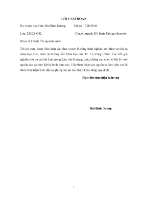 Đánh giá dự báo chất lượng nước trên lưu vực sông cái tỉnh ninh thuận và đề xuất chương trình quản lý giám sát chất lượng nước