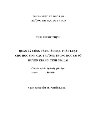 Quản lý công tác giáo dục pháp luật cho học sinh các trường trung học cơ sở huyện kbang tỉnh gia lai