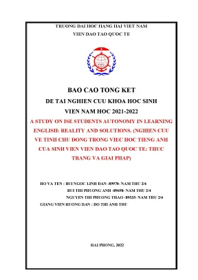 Nghien cuu ve tinh chu dong trong viec hoc tieng anh cua sinh vien vien dao tao quoc te thuc trang va giai phap