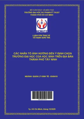 Các nhân tố ảnh hưởng đến ý định chọn trường đại học của học sinh trên địa bàn thành phố tây ninh
