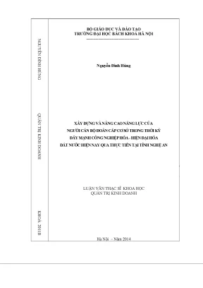 Xây dựng và nâng cao năng lực của người cán bộ đoàn cơ sở trong thời kỳ đẩy mạnh công nghiệp hóa hiện đại hóa đất nước hiện nay qua thực tiễn tại tỉnh nghệ an