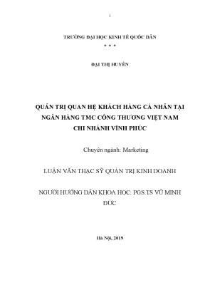 Quản trị quan hệ khách hàng cá nhân tại ngân hàng tmc công thương việt nam chi nhánh vĩnh phúc