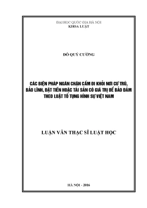 Các biện pháp ngăn chặn cấm đi khỏi nơi cư trú bảo lãnh đặt tiền hoặc tài sản có giá trị để bảo đảm theo luật tố tụng hình sự việt nam