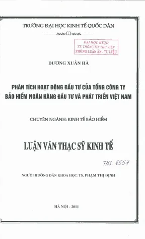 Phân tích hoạt động đầu tư của tổng công ty bảo hiểm ngân hàng đầu tư và phát triển việt nam