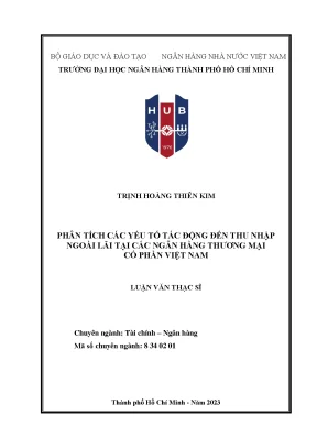 Phân tích các yếu tố tác động đến thu nhập ngoài lãi tại các ngân hàng thương mại cổ phần việt nam