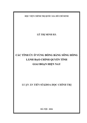 Các tỉnh ủy ở vùng đồng bằng sông hồng lãnh đạo chính quyền tỉnh giai đoạn hiện nay