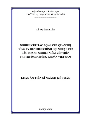 Nghiên cứu tác động của quản trị công ty đến điều chỉnh lợi nhuận của các doanh nghiệp niêm yết trên thị trường chứng khoán việt nam