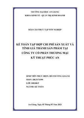 Kế toán tập hợp chi phí sản xuất và tính giá thành sản phẩm tại công ty cổ phần thương mại kỹ thuật phúc an