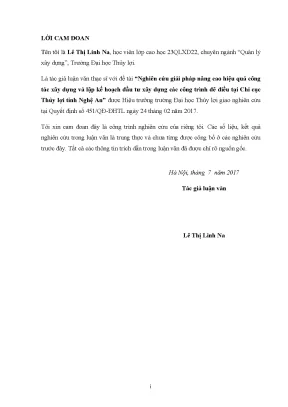 Nghiên cứu giải pháp nâng cao hiệu quả công tác xây dựng và lập kế hoạch đầu tư xây dựng các công trình đê điều tại chi cục thủy lợi tỉnh nghệ an