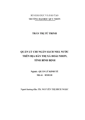 Quản lý chi ngân sách nhà nước trên địa bàn thị xã hoài nhơn tỉnh bình định
