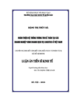 Hoàn thiện hệ thống thông tin kế toán tại các doanh nghiệp kinh doanh dịch vụ logistics ở việt nam