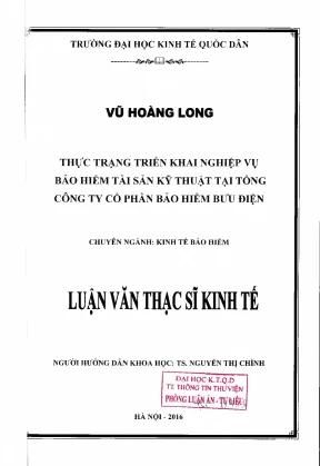 Thực trạng triển khai nghiệp vụ bảo hiểm tài sản kỹ thuật tại tổng công ty cổ phần bảo hiểm bưu điện