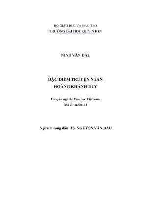 Luận văn thạc sỹ đặc điểm truyện ngắn hoàng khánh duy