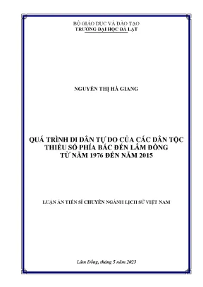 Quá trình di dân tự do của các dân tộc thiểu số phía bắc đến lâm đồng từ năm 1976 đến năm 2015