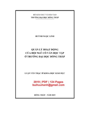 Quản lý hoạt động của đội ngũ cố vấn học tập ở trường đại học đồng tháp