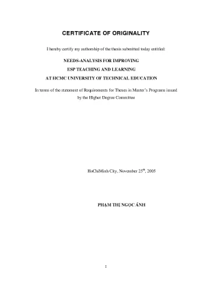 Needs analysis for improving esp teaching and learning at hcmc university of technical education
