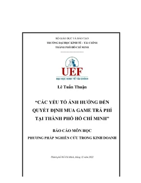 Các yếu tố ảnh hưởng đến quyết định mua game trả phí tại thành phố hồ chí minh