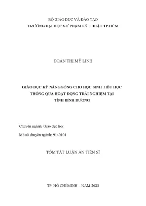 Tóm tắt tiếng việt giáo dục kỹ năng sống cho học sinh tiểu học thông qua hoạt động trải nghiệm tại tỉnh bình dương