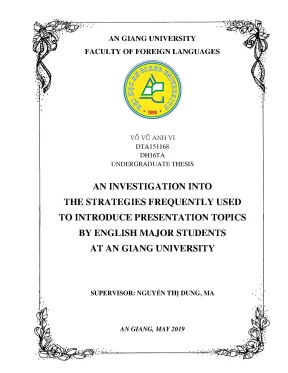 An investigation into the strategies frequently used to introduce presentation topics by english major students at an giang university
