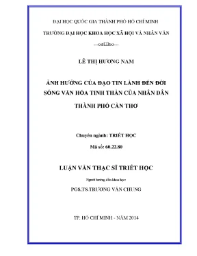 Ảnh hưởng của đạo tin lành đến đời sống văn hóa tinh thần của nhân dân thành phố cần thơ
