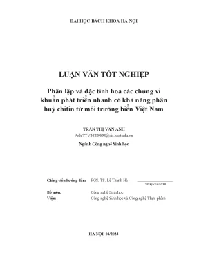 Phân lập và đặc tính hóa các chủng vi khuẩn phát triển nhanh có khả năng phân hủy chitin từ môi trường biển việt nam