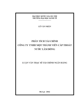 Luận văn ths phân tích tài chính công ty tnhh một thành viên cấp thoát nước lâm đồng