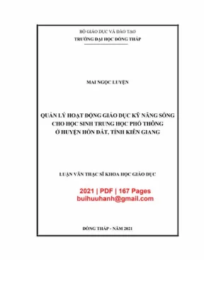 Quản lý hoạt động giáo dục kỹ năng sống cho học sinh trung học phổ thông huyện hoàn đất tỉnh kiên giang