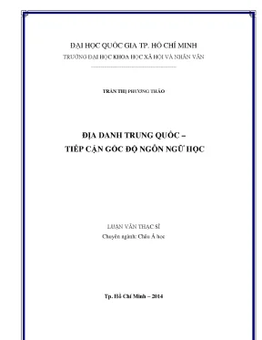 Địa danh trung quốc tiếp cận từ gốc độ ngôn ngữ học