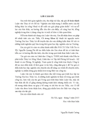 Nghiên cứu hiện trạng ô nhiễm nước của hệ thống thủy lợi sông nhuệ và đề xuất các giải pháp giảm thiểu