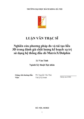 Nghiên cứu phương pháp đo và tái tạo liều 3d trong đánh giá chất lượng kế hoạch xạ trị sử dụng hệ thống đầu dò matrixx dolphin