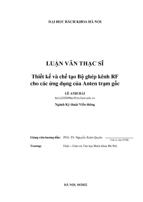 Thiết kế và chế tạo bộ ghép kênh rf cho các ứng dụng của anten trạm gốc