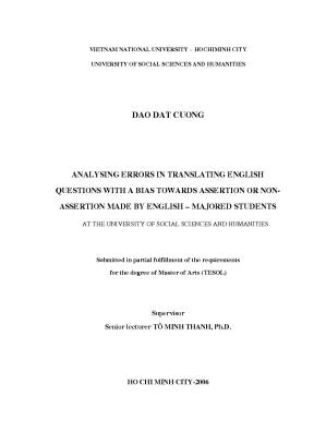 Analysing errors in translating english questions with a bias towards assertion or nonassertion made by english majored students