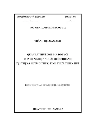 Luận văn ths quản lý thuế nội địa đối với các doanh nghiệp ngoài quốc doanh tại thị xã hương thủy