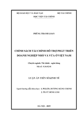 Chính sách tài chính hỗ trợ phát triển doanh nghiệp nhỏ và vừa ở việt nam