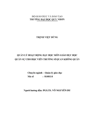 Quản lý hoạt động dạy học môn giáo dục học quân sự cho học viên trường sĩ quan không quân