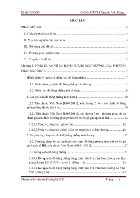 Nghiên cứu ảnh hưởng của độ bằng phẳng mặt đường tới tuổi thọ của kết cấu áo đường mềm đề tài nghiên cứu khoa học sinh viên