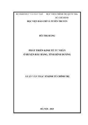 Phát triển kinh tế tư nhân ở huyện bàu bàng tỉnh bình dương hiện nay