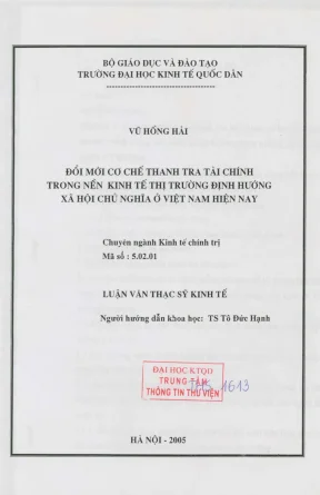 Đổi mới cơ chế thanh tra tài chính trong nền kinh tế thị trường định hướng xã hội chủ nghĩa ở việt nam hiện nay