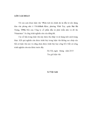 Phân tích tài chính dự án đầu tư xây dựng khu văn phòng nhà ở 536a minh khai phường vĩnh tuy quận hai bà trưng tp hà nội