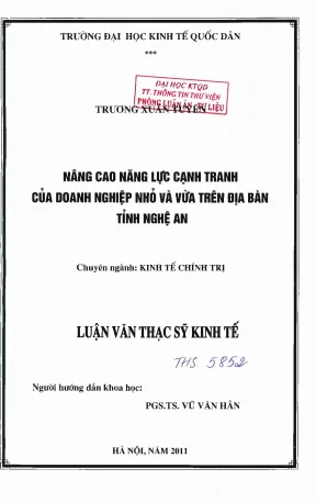 Nâng cao năng lực cạnh tranh của doanh nghiệp nhỏ và vừa trên địa bàn tỉnh nghệ an