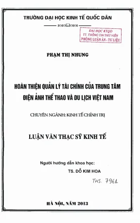 Hoàn thiện quản lý tài chính của trung tâm điện ảnh thể thao và du lịch việt nam