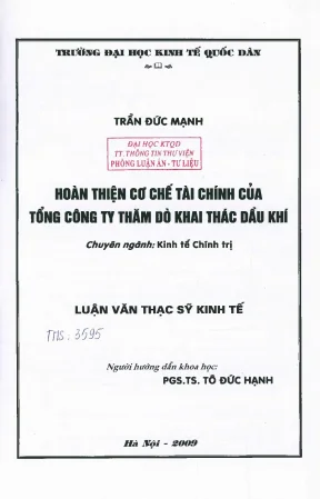 Hoàn thiện cơ chế tài chính của tổng công ty thăm dò khai thác dầu khí