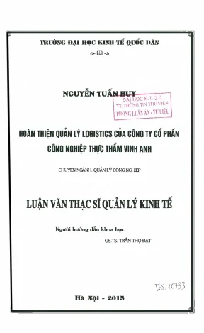 Hoàn thiện quản lý logistics của công ty cổ phần công nghiệp thực phẩm vinh anh