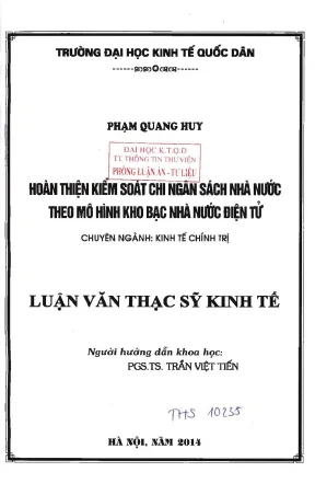 Hoàn thiện kiểm soát chi ngân sách nhà nước theo mô hình kho bạc nhà nước điện tử