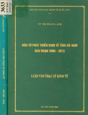 Đầu tư phát triển kinh tế tỉnh hà nam giai đoạn 2005 2015