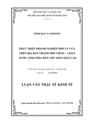 Phát triển doanh nghiệp nhỏ và vừa trên địa bàn thành phố viêng chăn nước cộng hòa dân chủ nhân dân lào