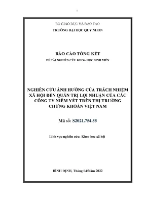 Nghiên cứu ảnh hưởng của trách nhiệm xã hội đến quản trị lợi nhuận của các công ty niêm yết trên thị trường chứng khoán việt nam