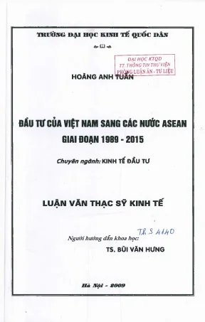 Đầu tư của việt nam sang các nước asian giai đoạn 1989 2015